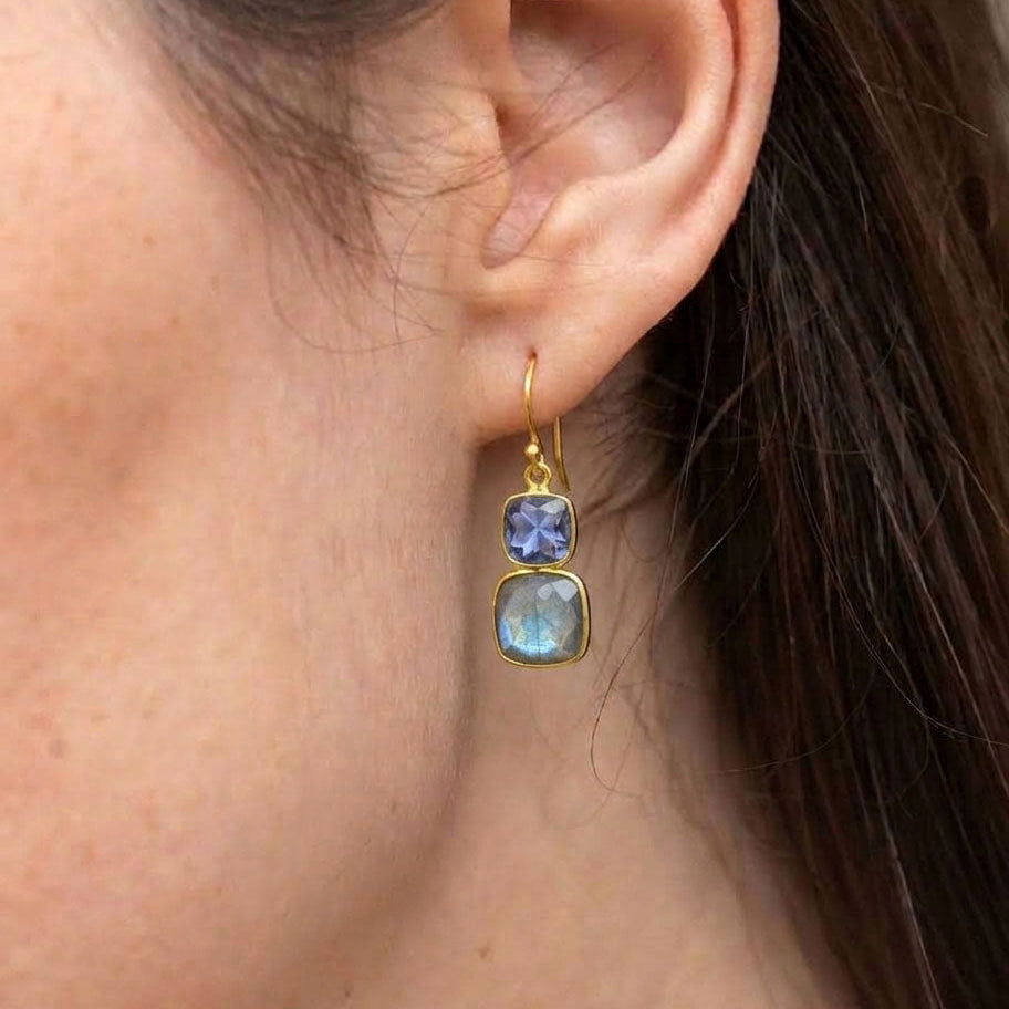 AJOONI EARRING - LABRADORITE & TANZANITE