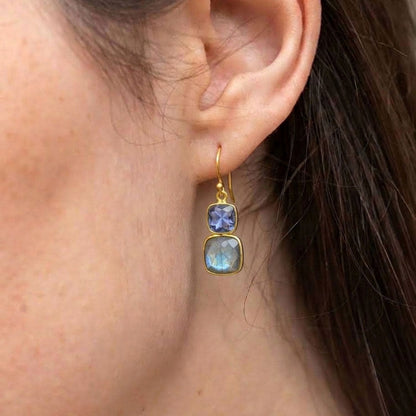 AJOONI EARRING - LABRADORITE & TANZANITE