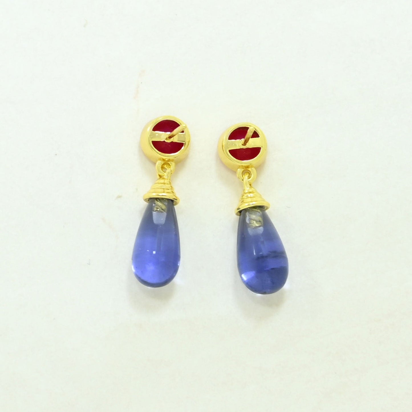 pink fuchsia onyx & tanzanite earring gold plated