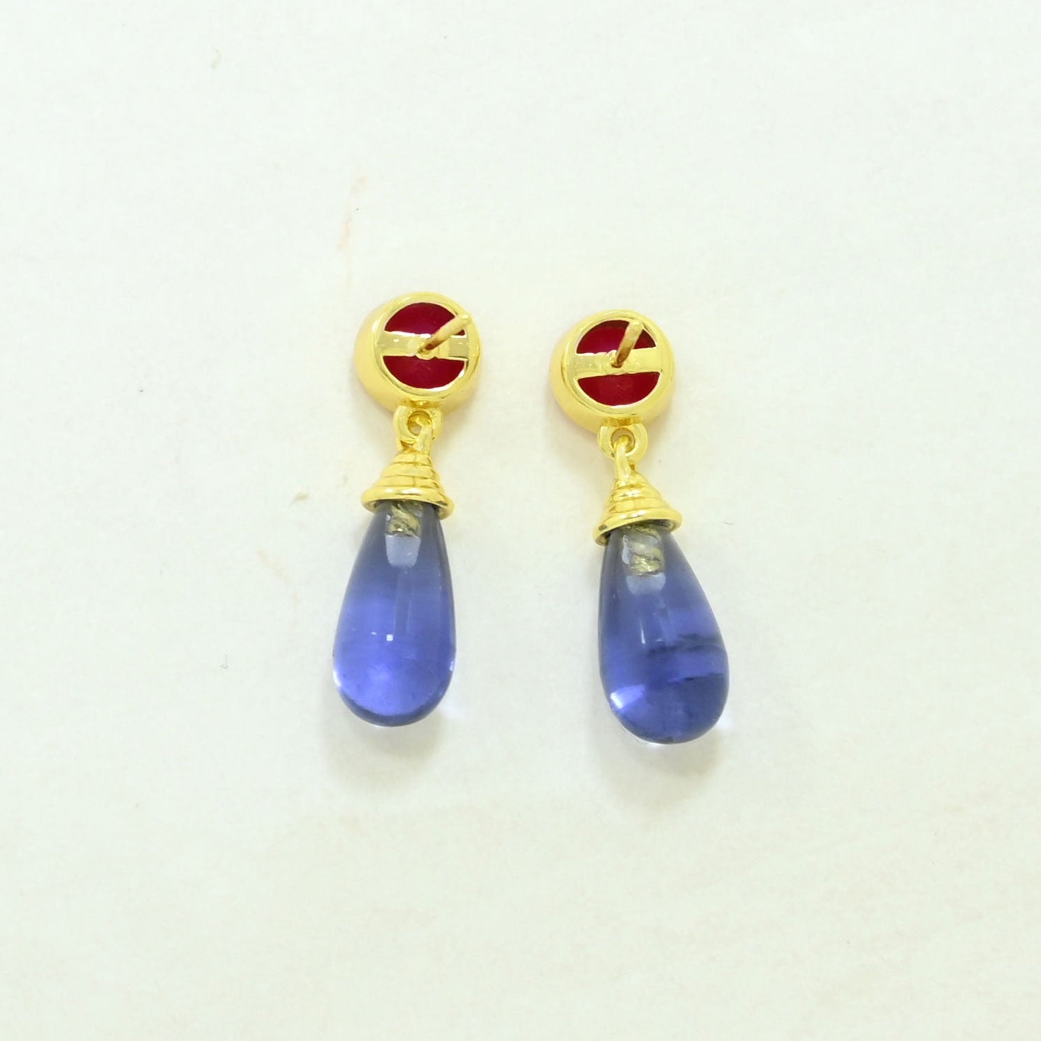 pink fuchsia onyx & tanzanite earring gold plated