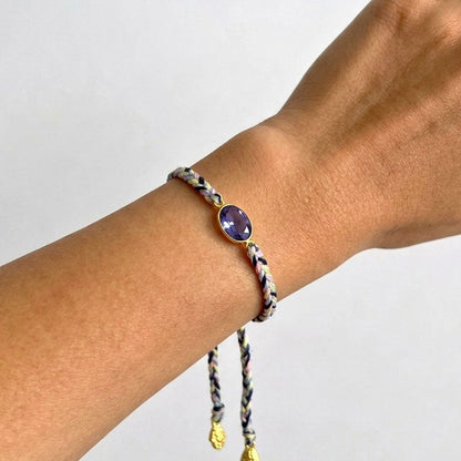 hand woven bracelet with Tanzanite