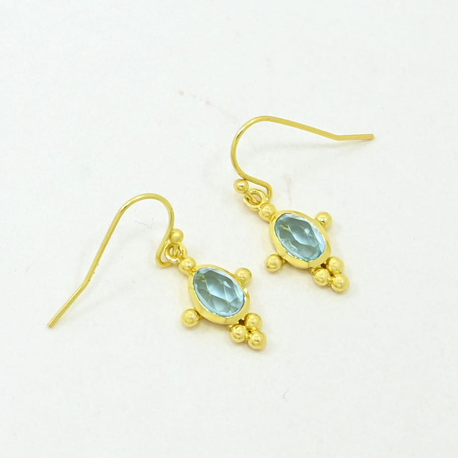 Blue topaz boho chic earring gold plated