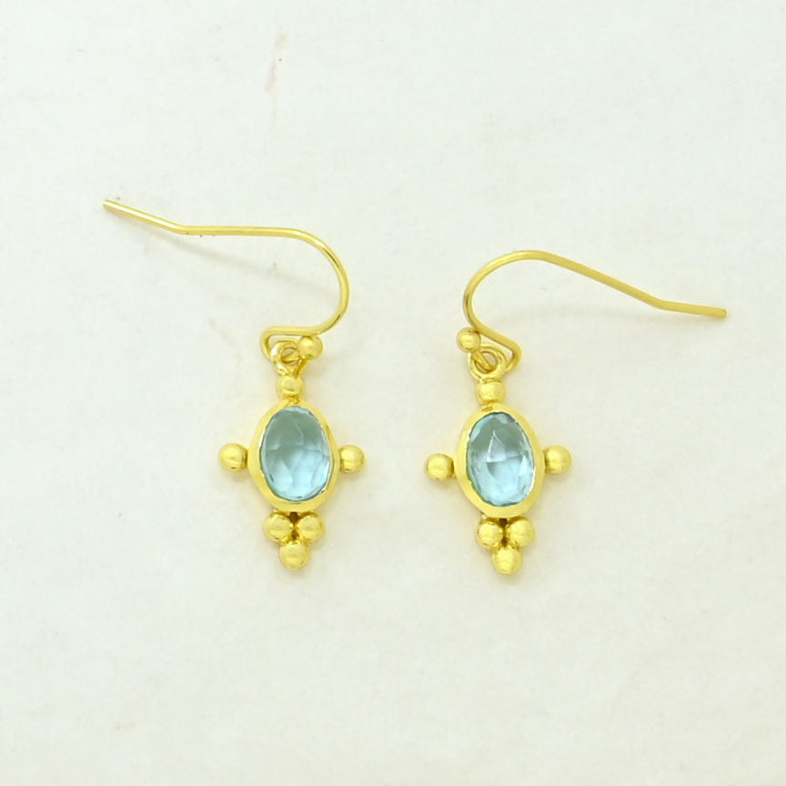 Blue topaz boho chic earring gold plated