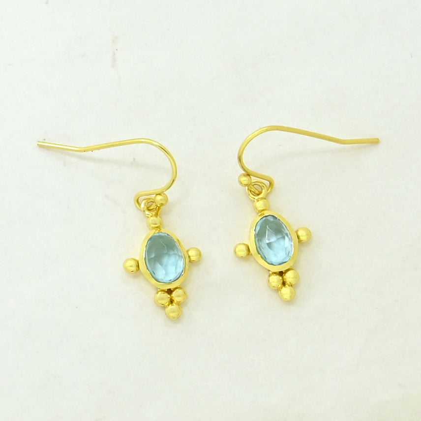 Blue topaz boho chic earring gold plated
