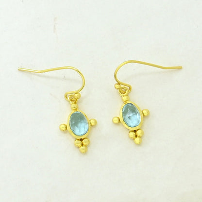 Blue topaz boho chic earring gold plated