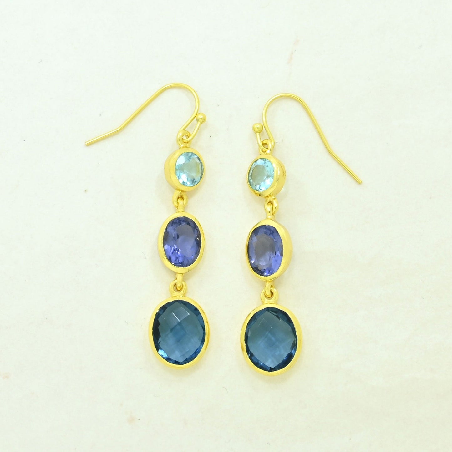 Blue Topaz Tanzanite Earring Gold Filled