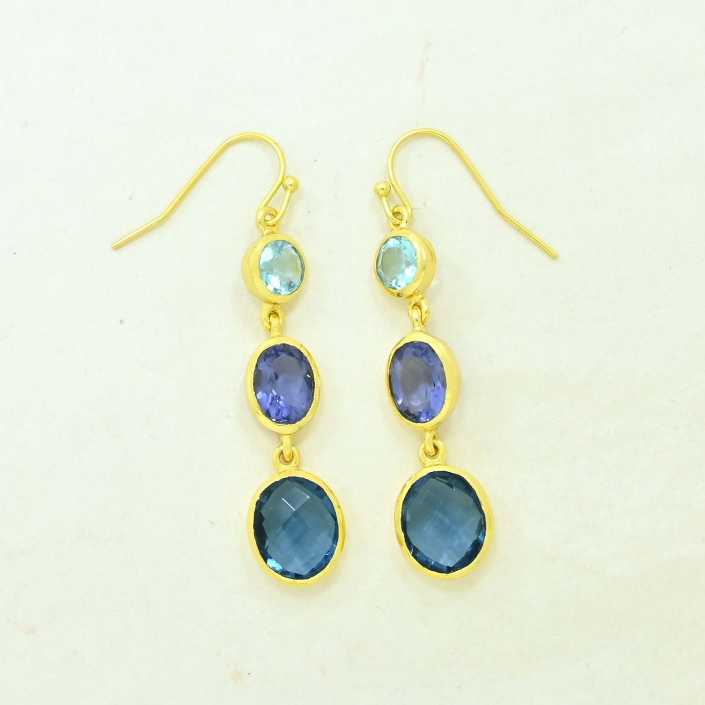 Blue Topaz Tanzanite Earring Gold Filled