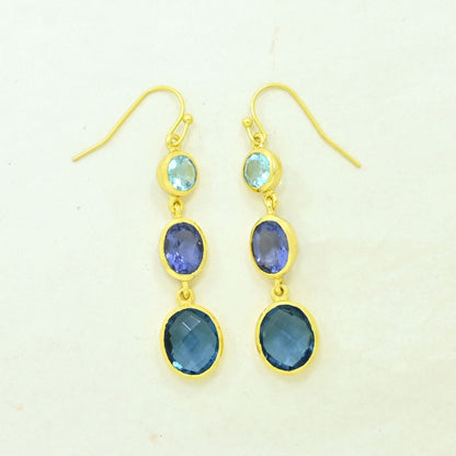 Blue Topaz Tanzanite Earring Gold Filled