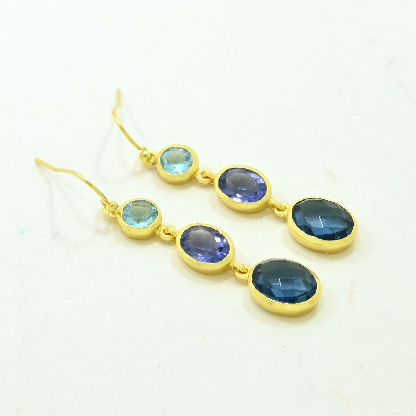 Blue Topaz Tanzanite Earring Gold Filled