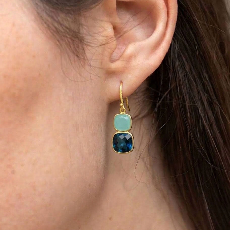 AJOONI EARRING - LONDON BLUE TOPAZ & AQUAMARINE