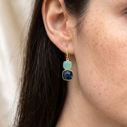 AJOONI EARRING - LONDON BLUE TOPAZ & AQUAMARINE