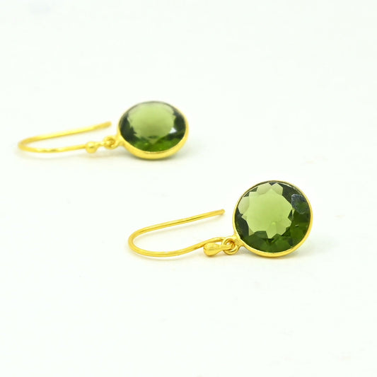 green tourmaline earring gold plated silver 925