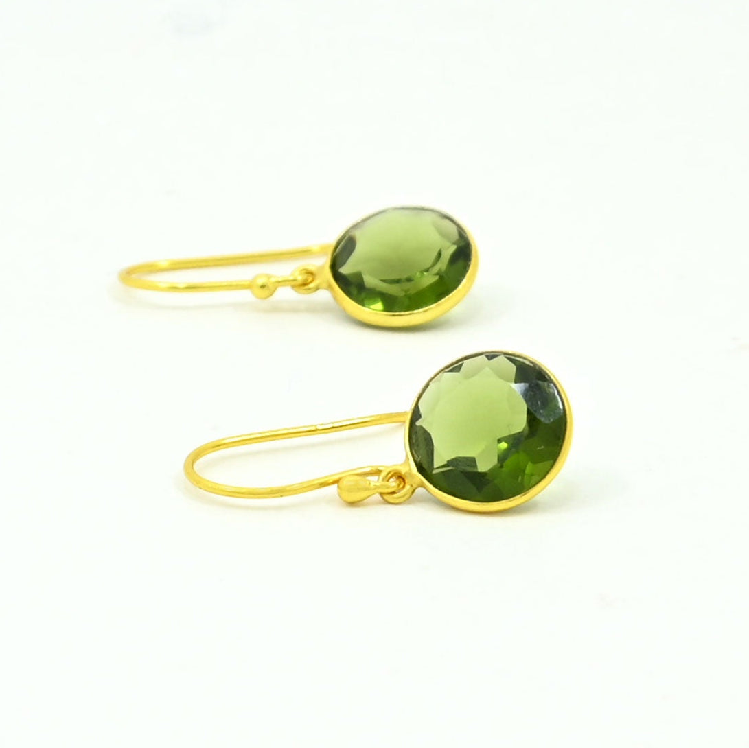 green tourmaline earring gold plated silver 925