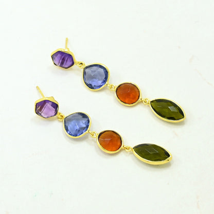 purple amethyst tanzanite earring gold filled