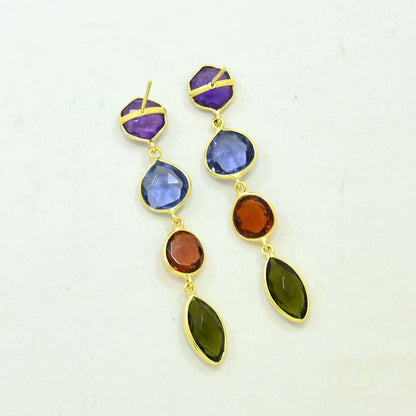 purple amethyst tanzanite earring gold filled