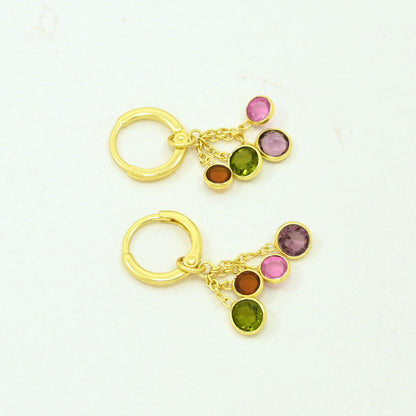 multicolor tourmaline hoop earrings gold plated