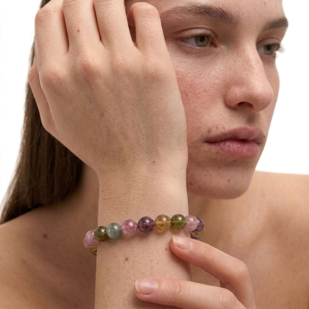 Gemstone Beaded Bracelet - Multicolor Tourmaline