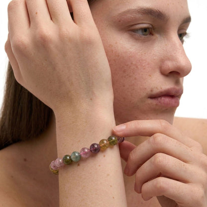 Gemstone Beaded Bracelet - Multicolor Tourmaline
