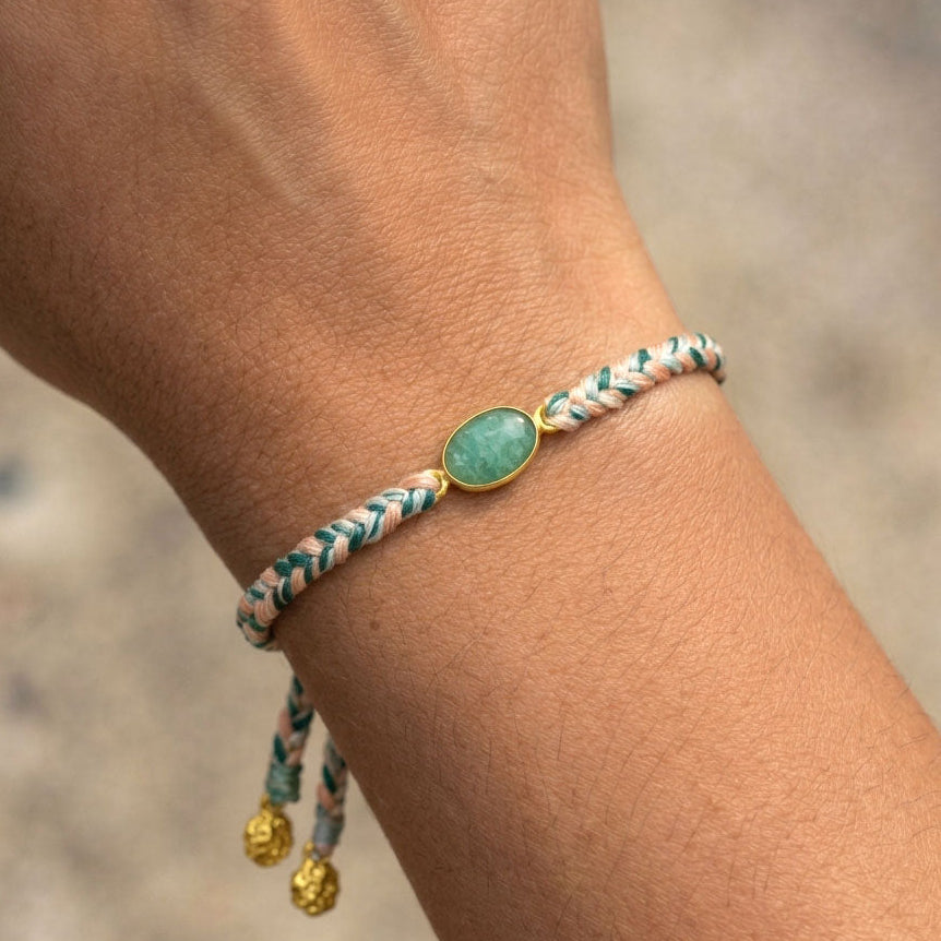 Hand-Woven Arizona Multicolor Braided Bracelet - Amazonite