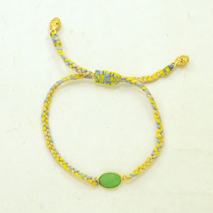 Hand-Woven Yellow Green Braided Bracelet - Green Jade
