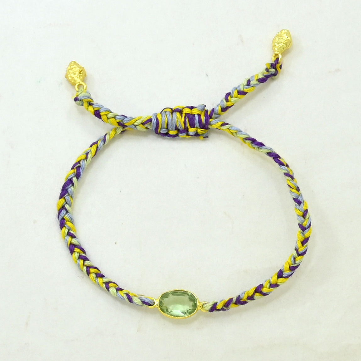 Hand-Woven Braided Bracelet - Prasiolite