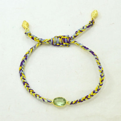 Hand-Woven Braided Bracelet - Prasiolite