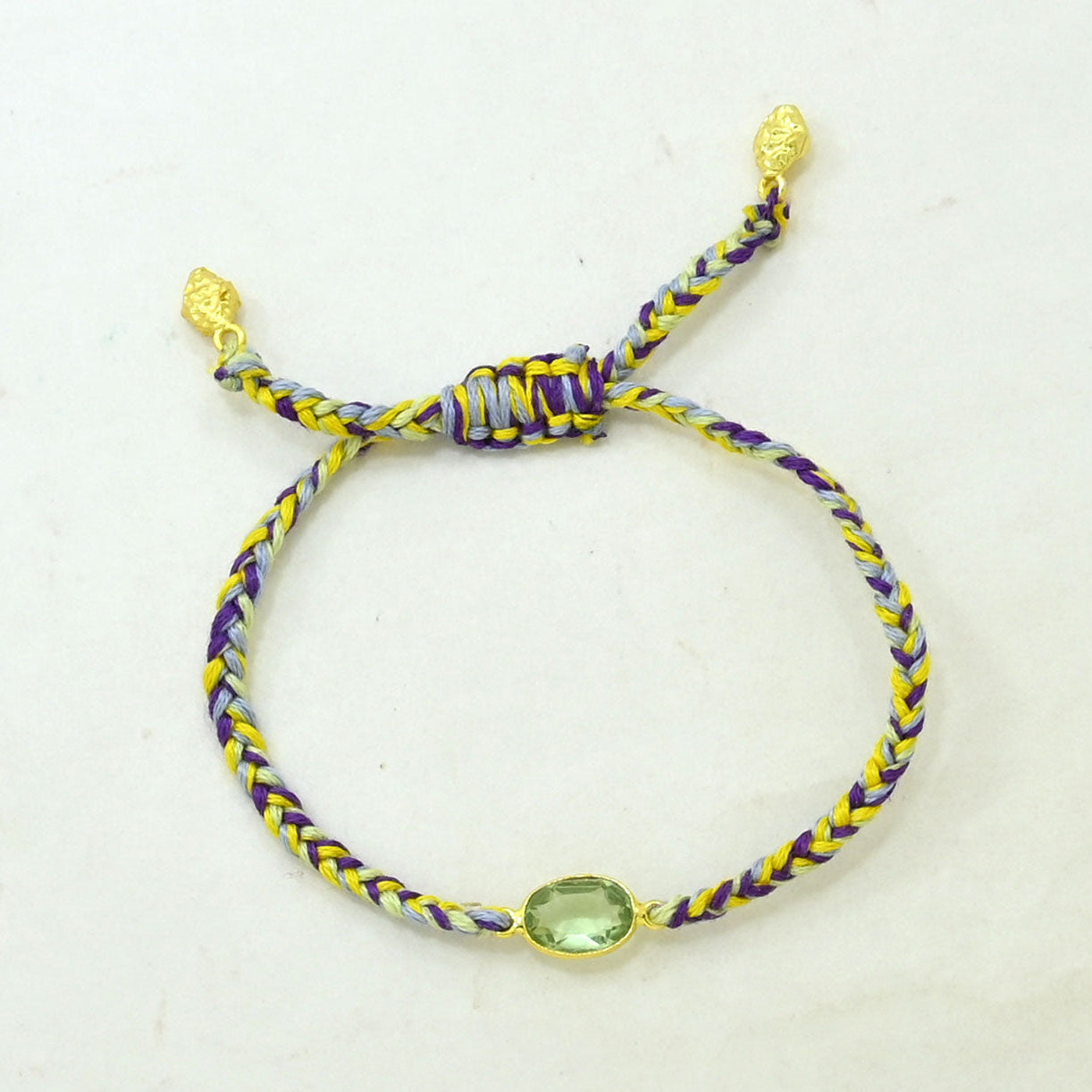 Hand-Woven Braided Bracelet - Prasiolite