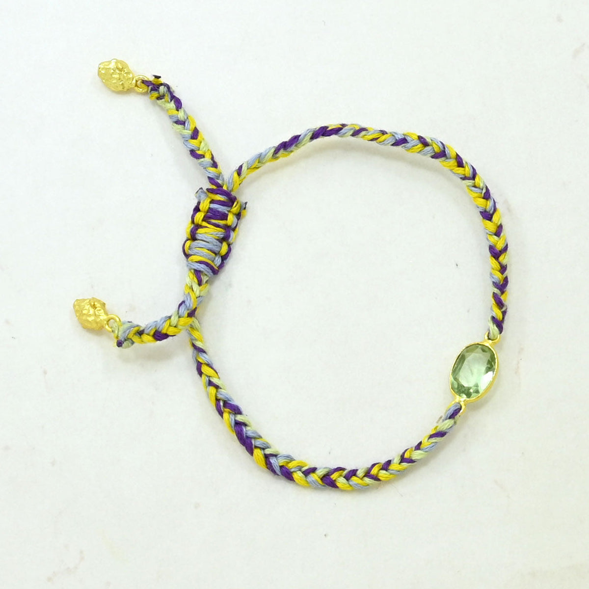 Hand-Woven Braided Bracelet - Prasiolite