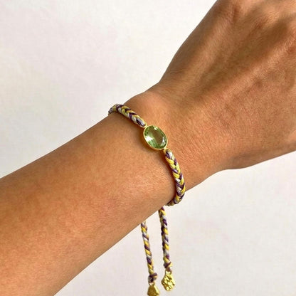 Hand-Woven Braided Bracelet - Prasiolite