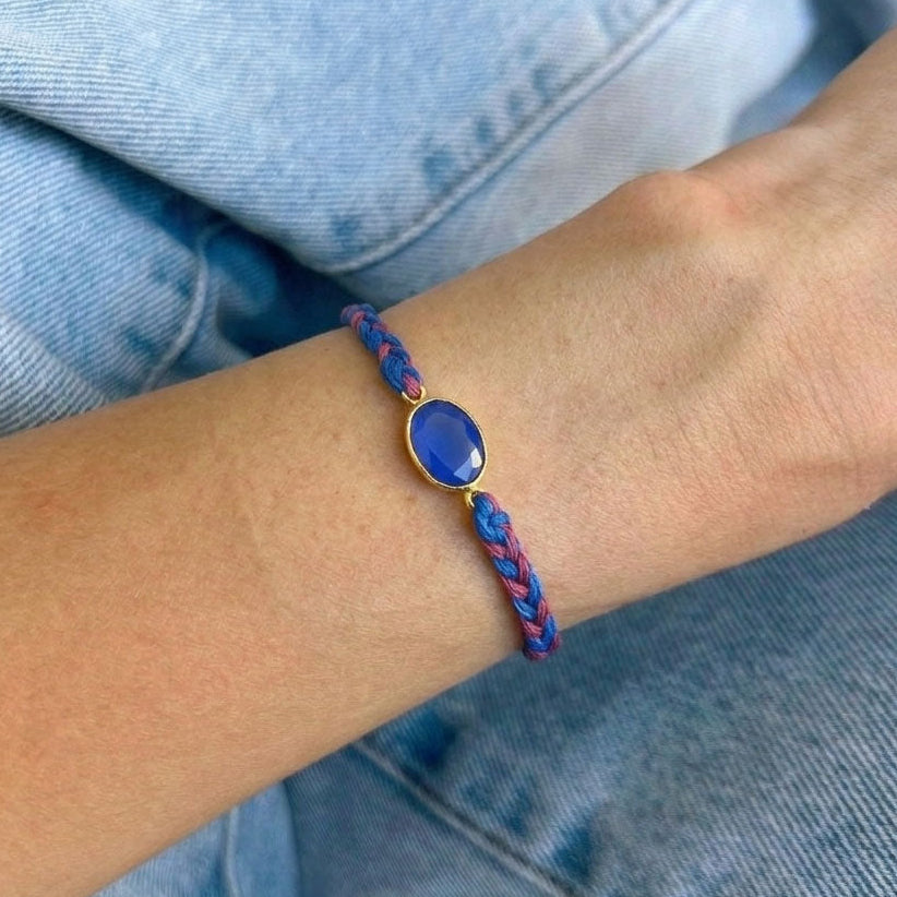 red blue braided bracelet