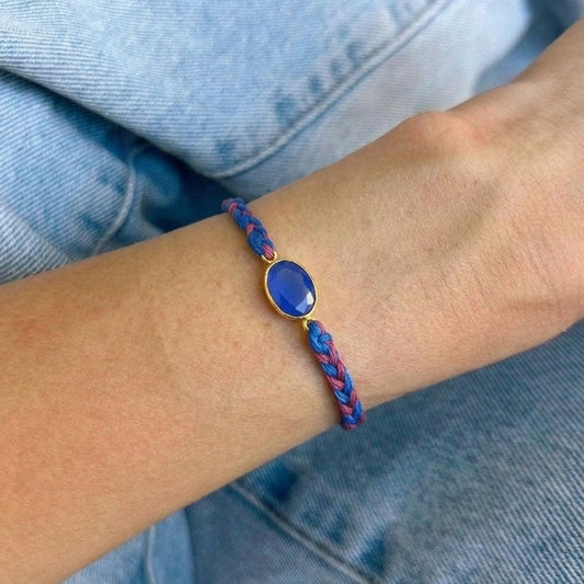 red blue braided bracelet