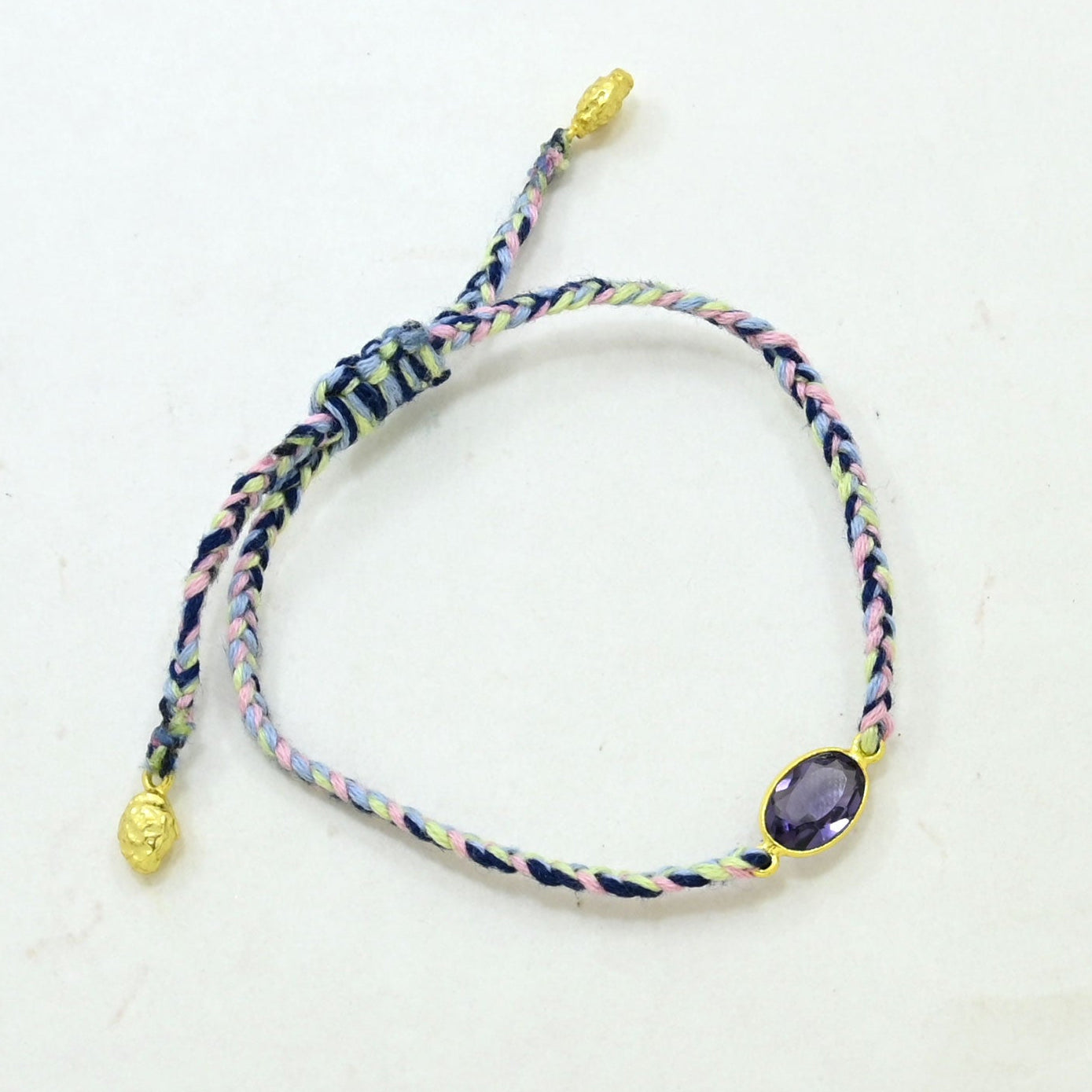 braided bracelet with natural Tanzanite