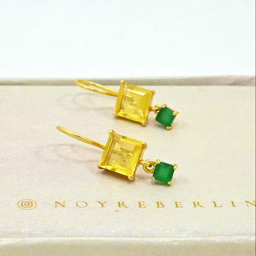 natural citrine earring gold plated